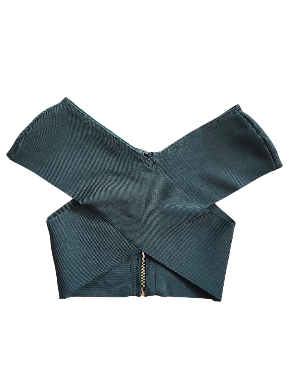 Mistress Rocks Los Angeles Cross Front Bandage Crop Top | XS | Dark Green
